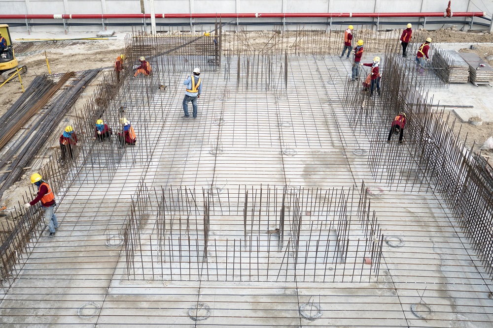 Construction workers on a grid
